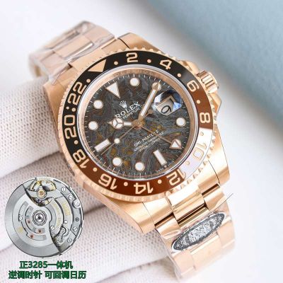 N Factory Rolex GMT-Master II Replica with 904L Stainless Steel 3285 Movement 904L Steel Rose Gold Strap Watch